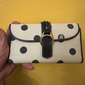 Dooney & Bourke Cream and Black Polka Dot Wallet (used)